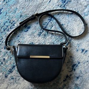 Black and Gold Leather Crossbody Purse